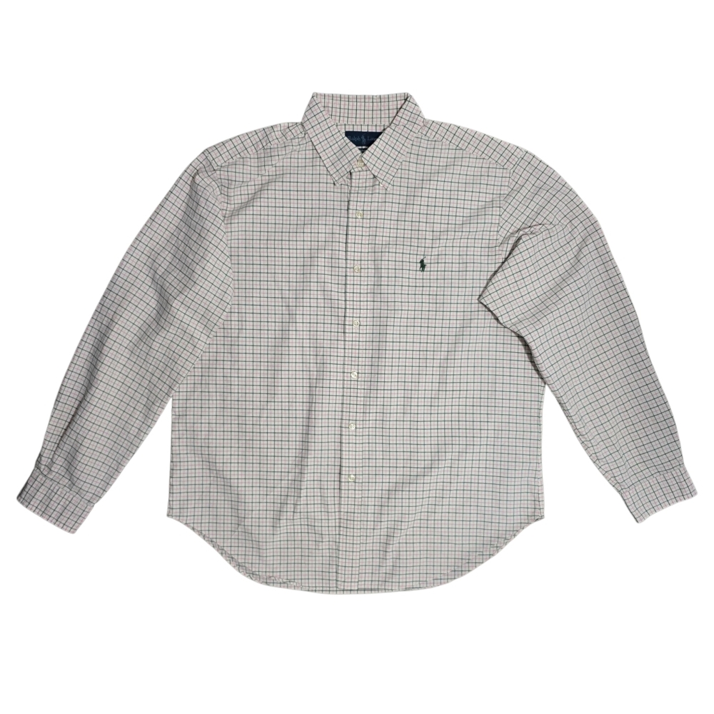 Ralph Lauren Classic Fit Button Down Shirt Oxford Men's XL Gingham Preppy Flawed